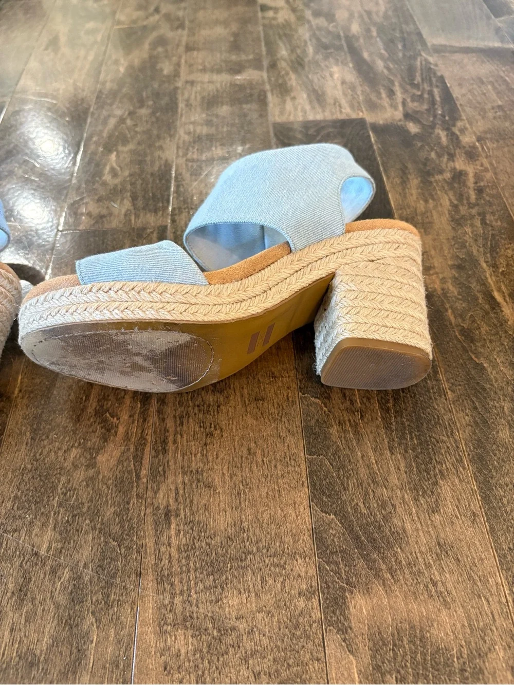 TOMS Majorca Platform Sandals Light Blue Denim Sz 6